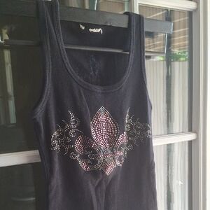 Embellished Black Tank Top